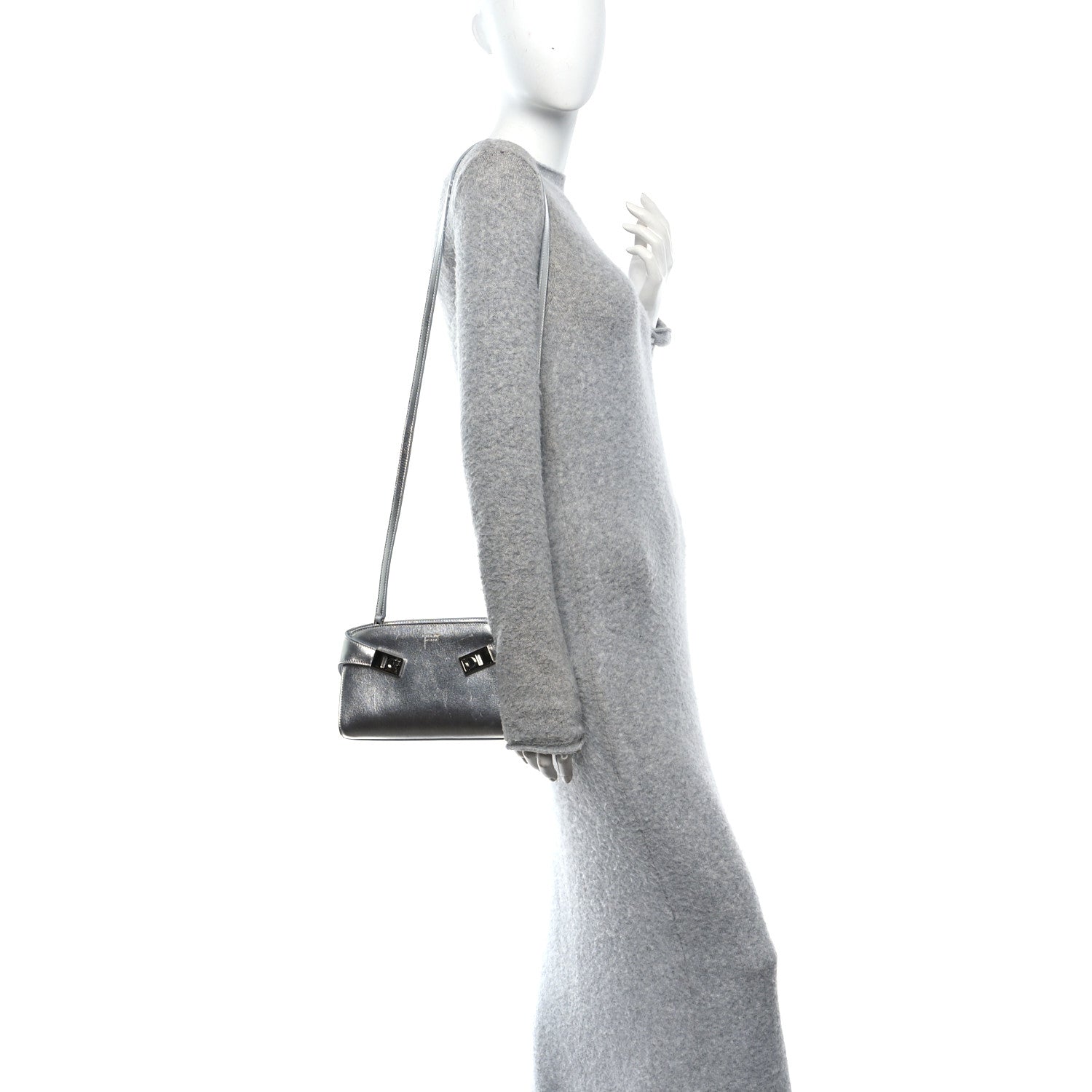 Salvatore Ferragamo Metallic Lambskin Mini Hug Crossbody Bag Argento 2 of 11
