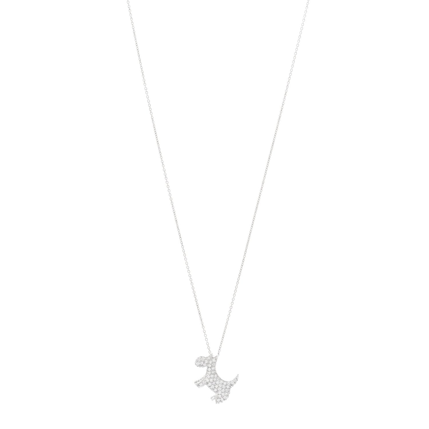Roberto Coin 18K White Gold Diamond Scottie Dog Pendant Necklace 1 of 5