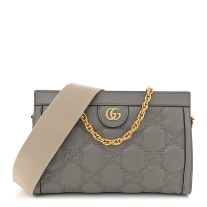 Gucci Calfskin GG Matelasse Small Slim Chain Shoulder Bag Dusty Grey Natural 1 of 11