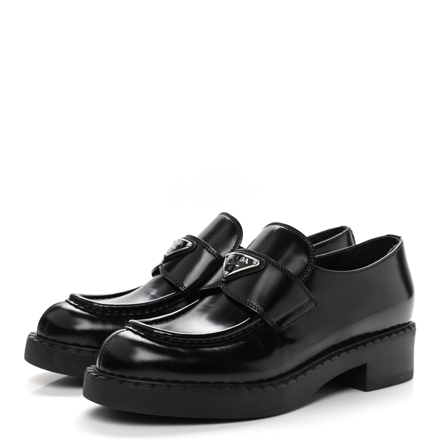 Spazzolato Metal Triangle Logo 50mm Loafers 39 Black