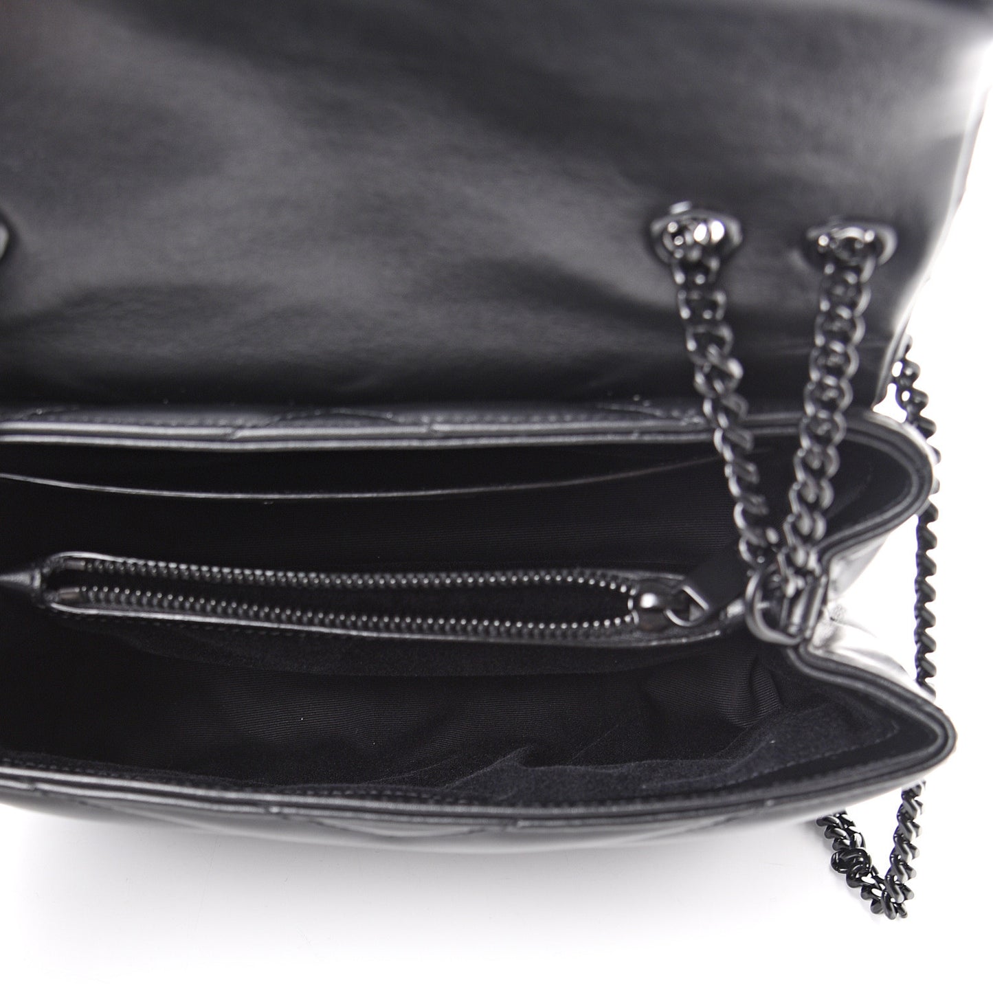 Calfskin Y Quilted Monogram Small Loulou Chain Satchel Black