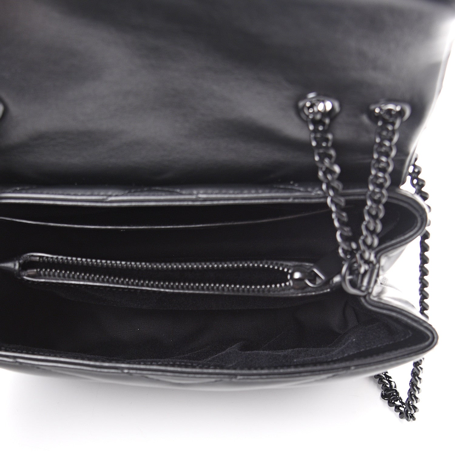 Saint Laurent Calfskin Y Quilted Monogram Small Loulou Chain Satchel Black 4 of 9