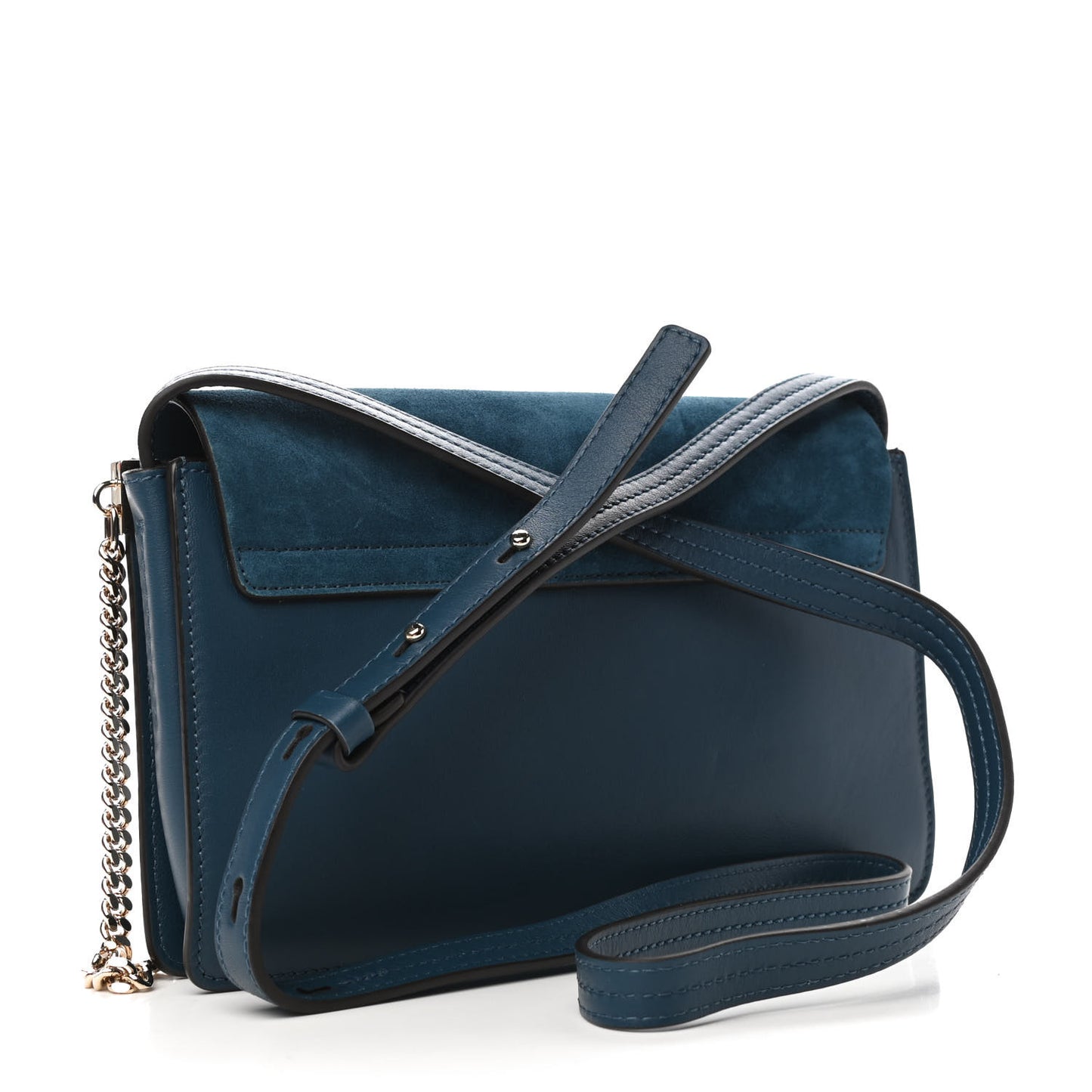 Suede Calfskin Small Faye Shoulder Bag Majolica Blue