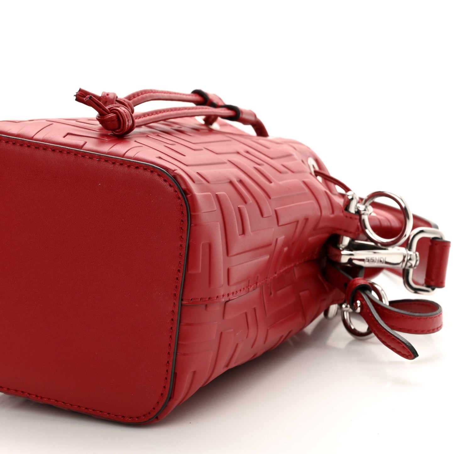 Vitello Liberty F is Fendi FF 1974 Embossed Mini Mon Tresor Bucket Bag Fragola