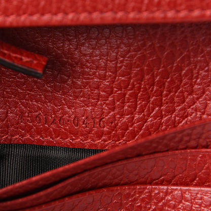 Gucci Pebbled Calfskin GG Marmont Card Case Hibiscus Red 5 of 5