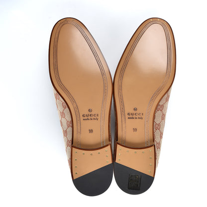 Gucci Canvas GG Monogram Horsebit Mens Jordaan Loafers 10 Beige Ruggine Light Brown 5 of 9