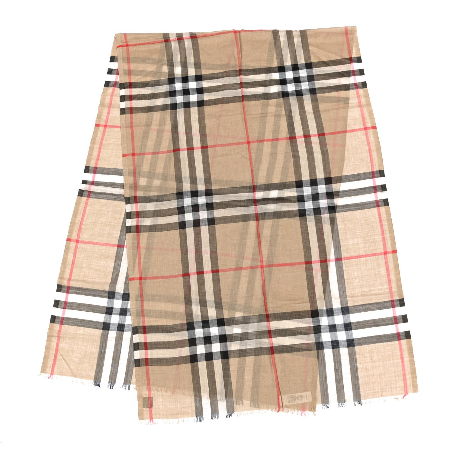 Burberry Wool Silk Gauze Giant Check Lightweight Scarf Archive Beige 2 of 4