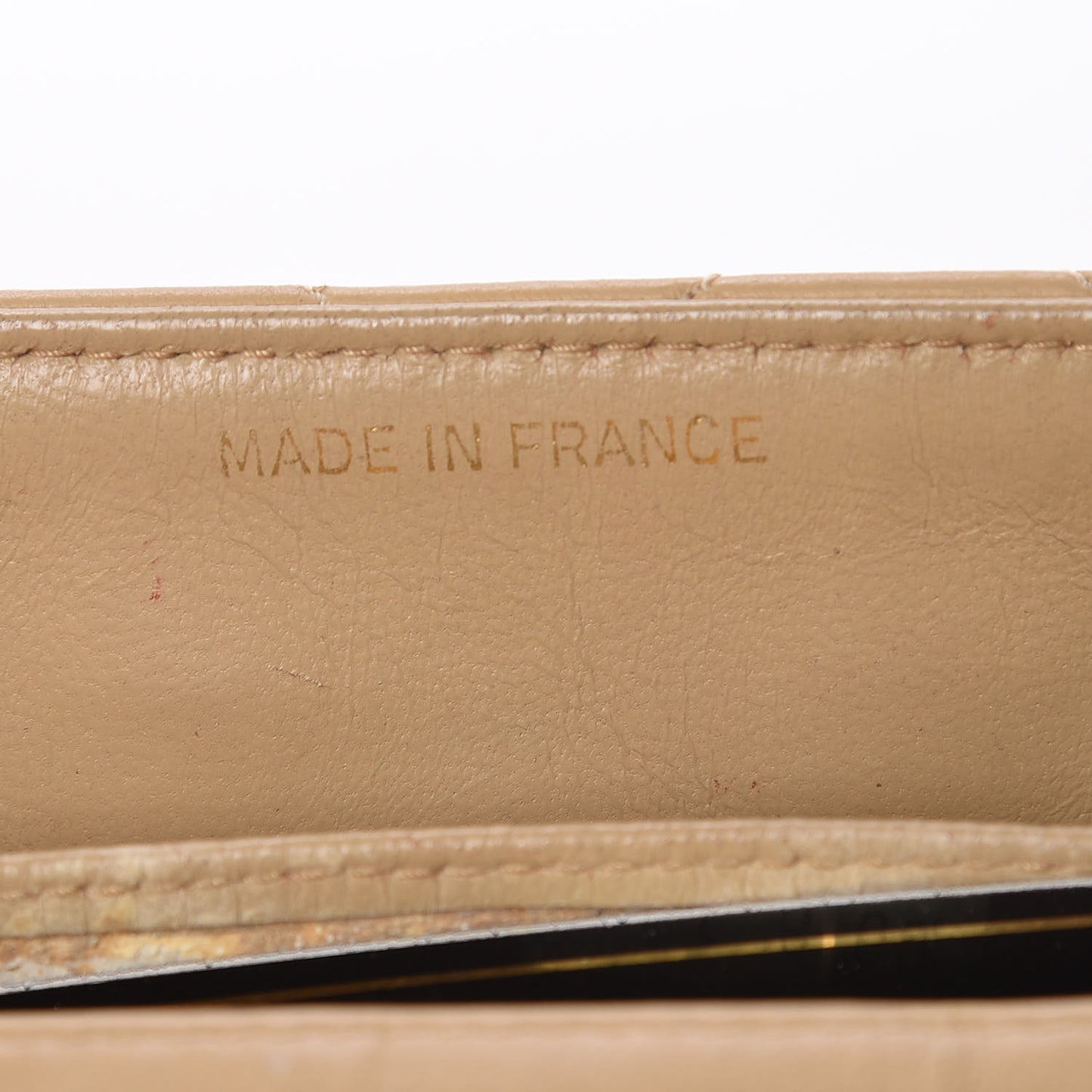 Lambskin Quilted Small Single Flap Beige