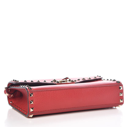 Valentino Garavani Pebbled Calfskin Medium Rockstud Flip Lock Crossbody Bag Red 5 of 10