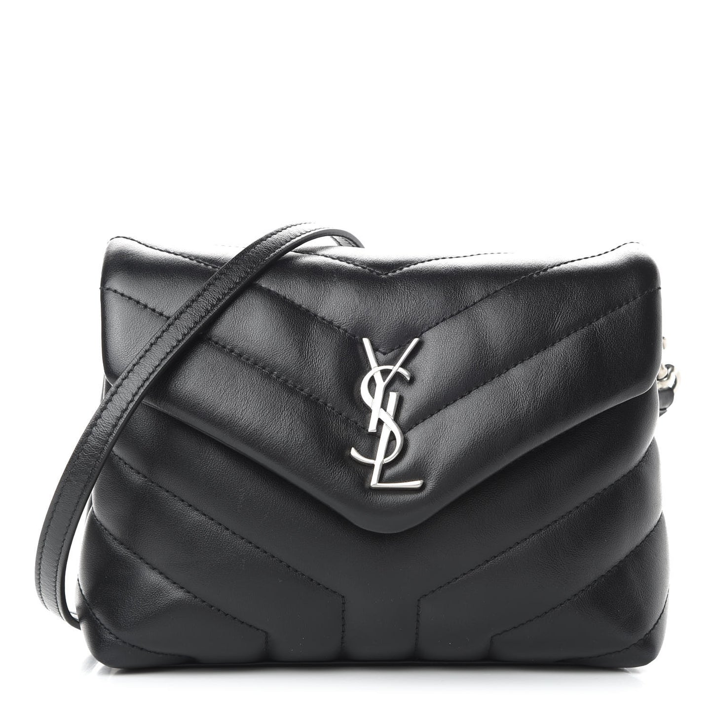 Calfskin Y Quilted Monogram Toy Loulou Crossbody Bag Black