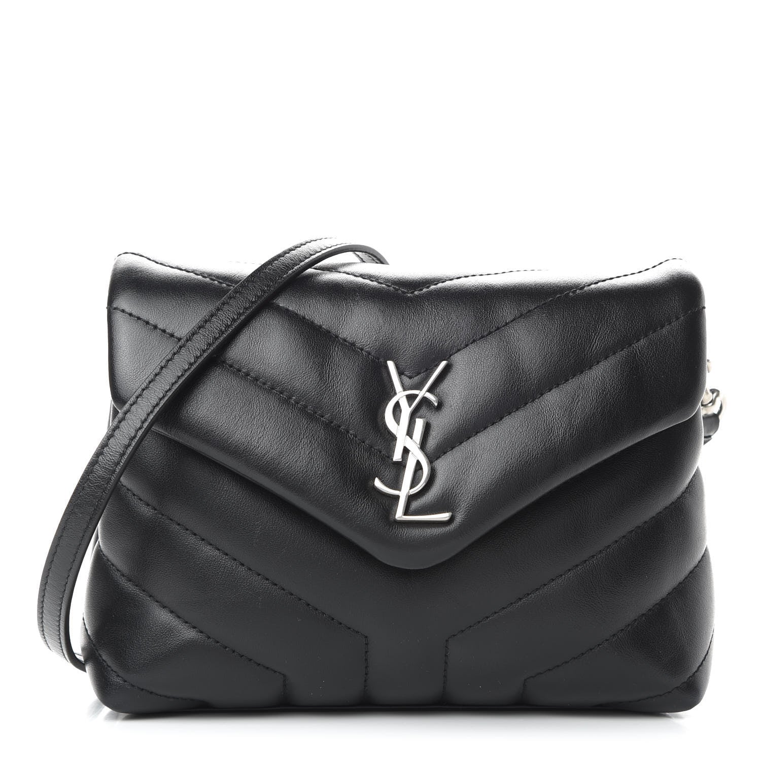 Saint Laurent Calfskin Y Quilted Monogram Toy Loulou Crossbody Bag Black 1 of 9