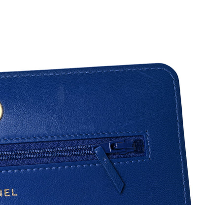 Chanel Goatskin Quilted Chanel 19 Wallet On Chain WOC Blue 13 of 15