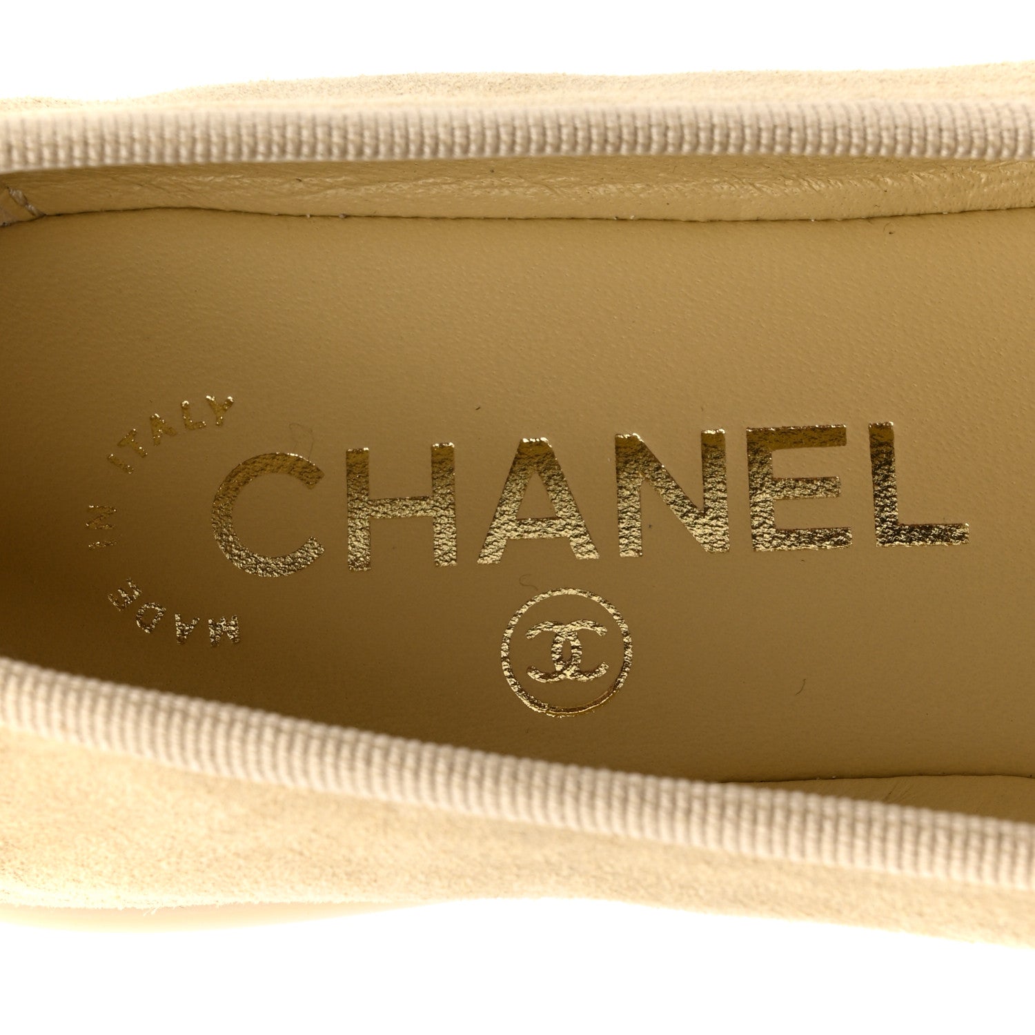 Chanel Suede Cap Toe CC Ballerina Flats 36.5 Light Yellow Gray 8 of 9
