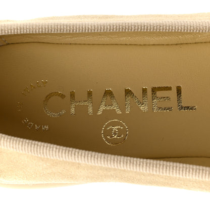 Chanel Suede Cap Toe CC Ballerina Flats 36.5 Light Yellow Gray 8 of 9