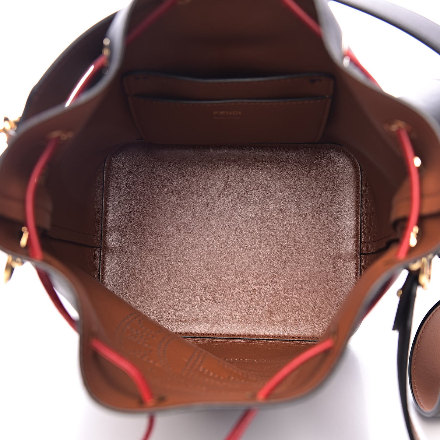 Vitello Grace F is Fendi Stamp Patch Perforated Small Mon Tresor Bucket Bag Black