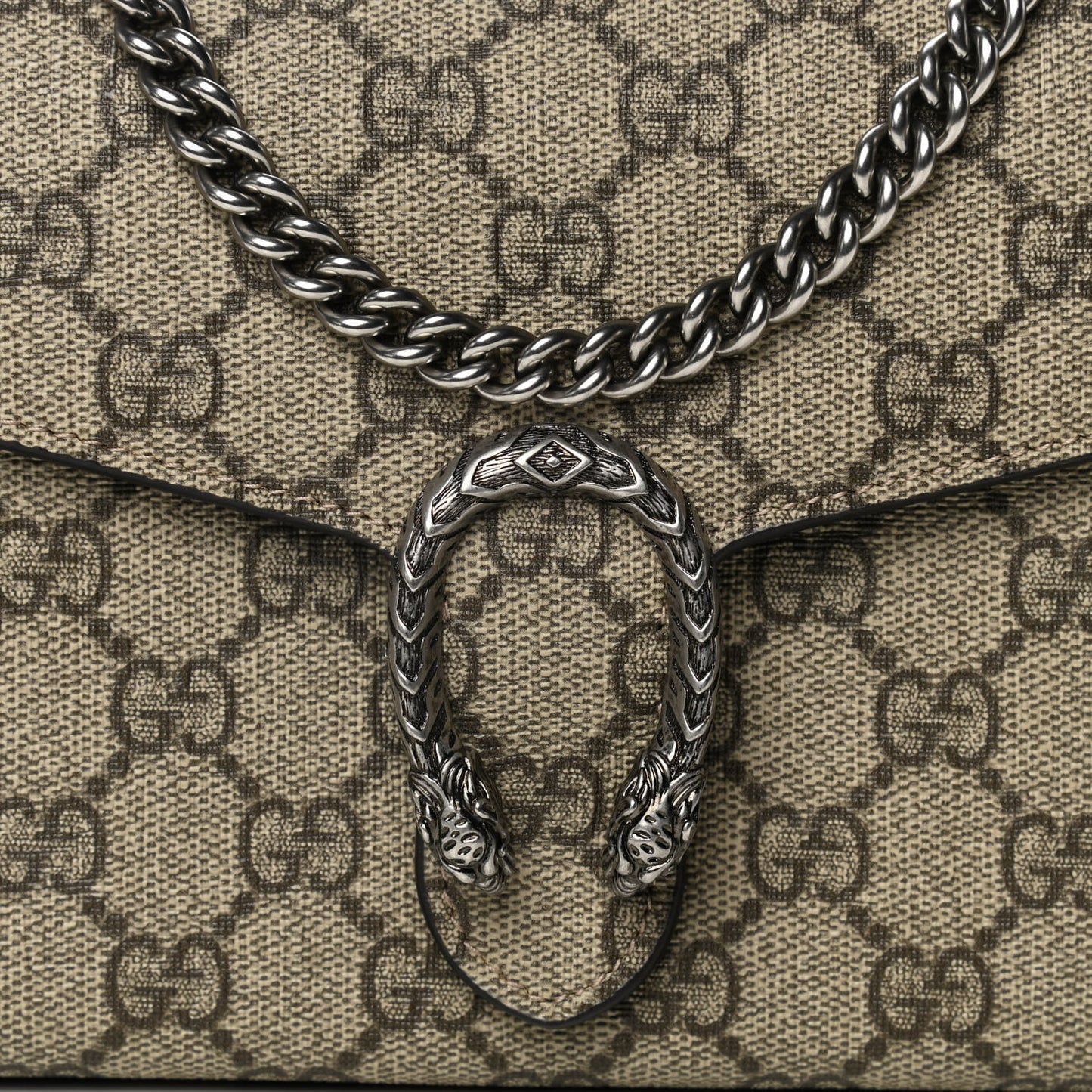 GG Supreme Monogram Mini Dionysus Chain Wallet Beige Taupe