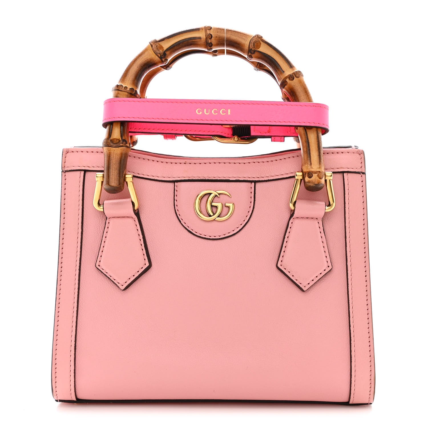 Gucci Wonka Grain Calfskin Mini Diana Tote Bag Wild Rose Fuxia Fluo 1 of 10