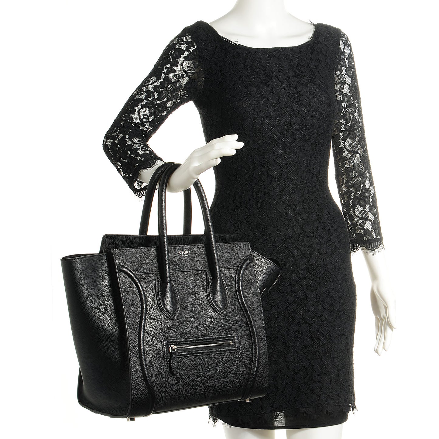 Drummed Calfskin Mini Luggage Black