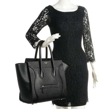 Celine Drummed Calfskin Mini Luggage Black 2 of 9