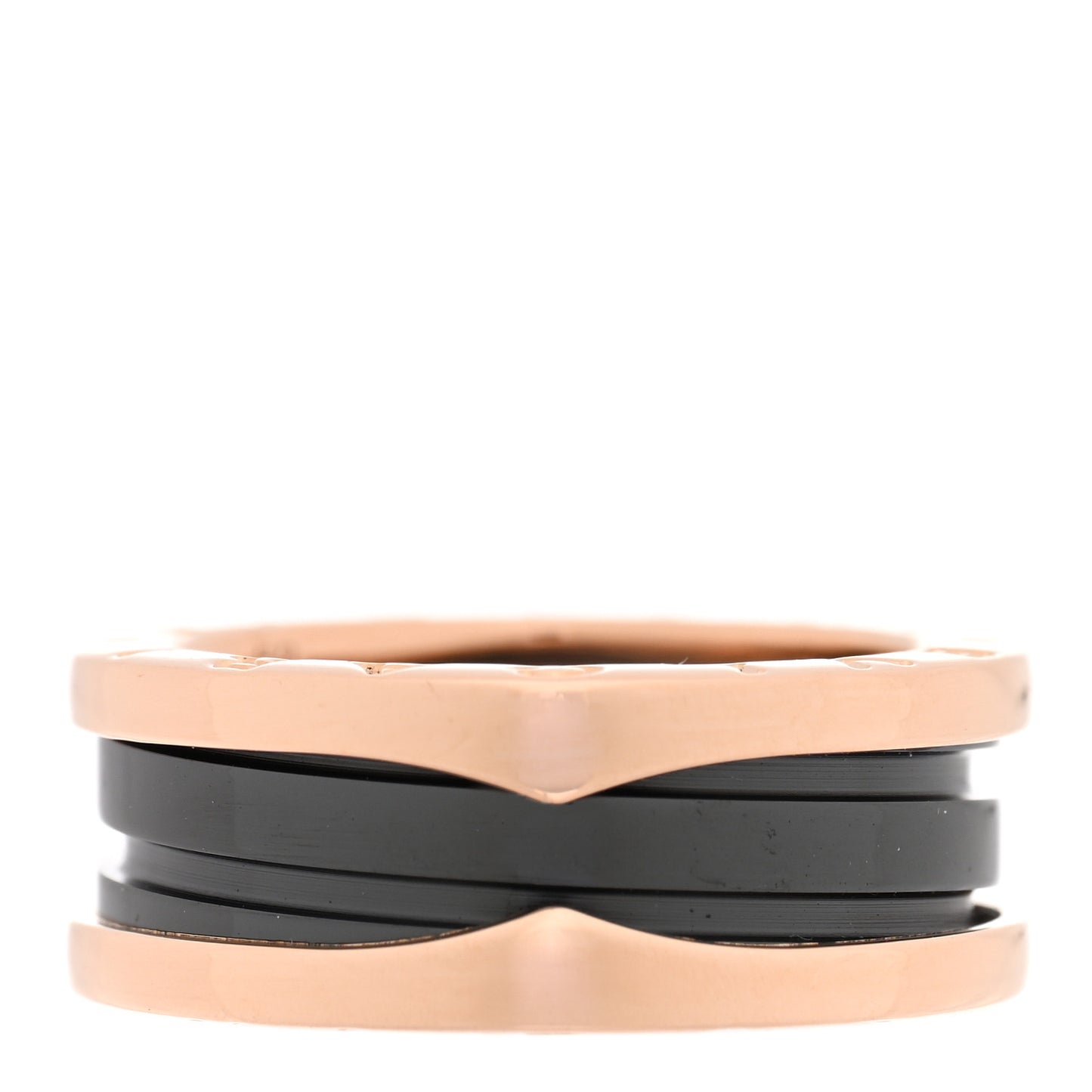 18K Rose Gold Black Ceramic B.Zero1 Two-Band Ring 52 6