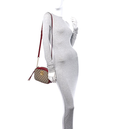 Gucci Monogram Azalea Calfskin Matelasse Diagonal Small GG Marmont Chain Shoulder Bag Beige Ebony New Cherry Red 2 of 11