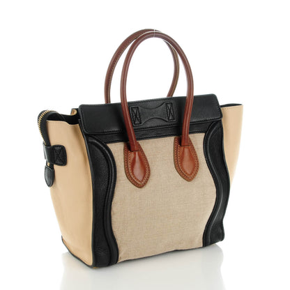 Celine Calfskin Linen Micro Tri-Color Luggage Natural 3 of 8