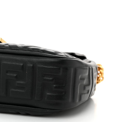 Fendi Nappa Small FF Embossed Mid Chain Baguette Black 10 of 10