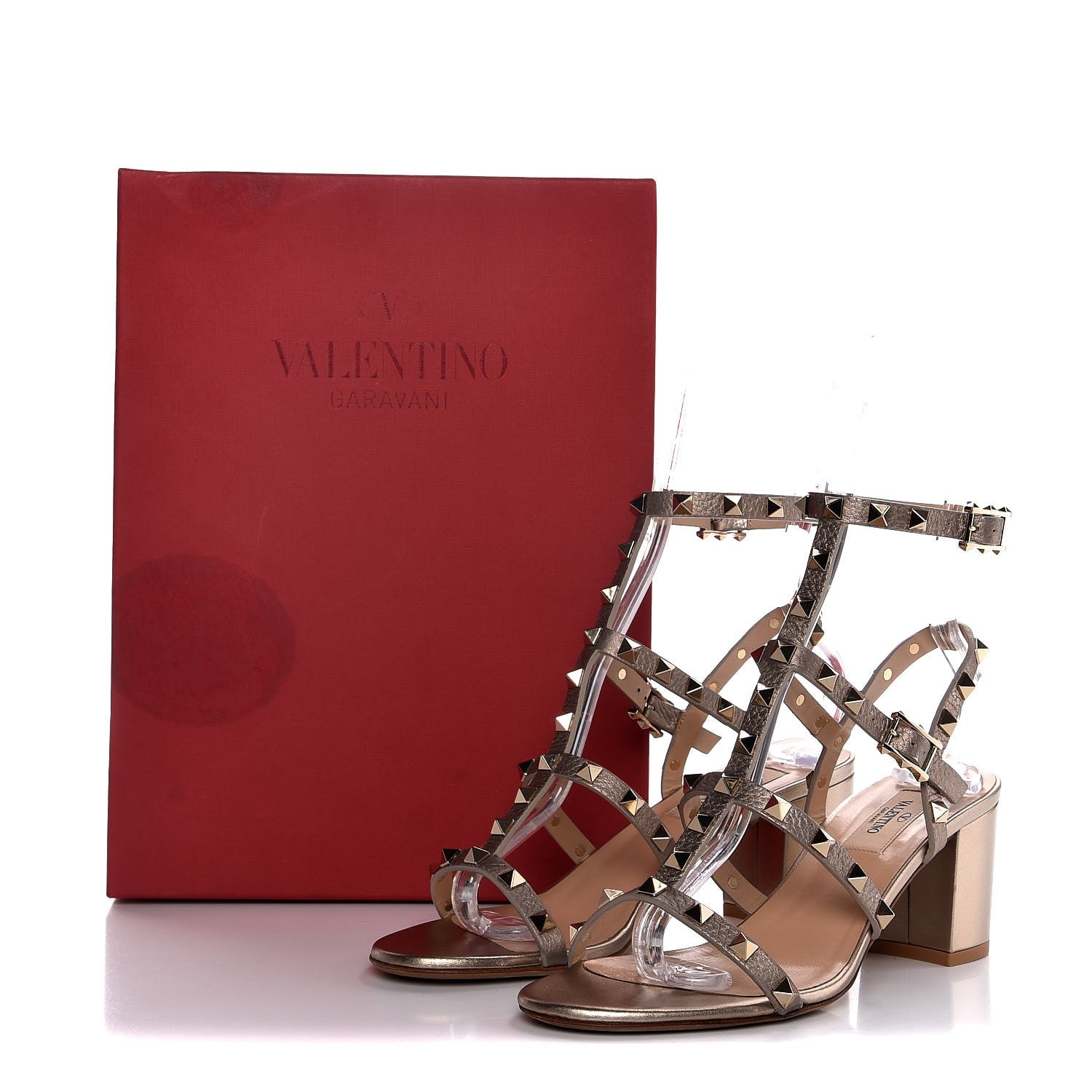 Valentino Garavani Metallic Pebbled Calfskin Rockstud 60mm City Sandals 38 Skin 8 of 8