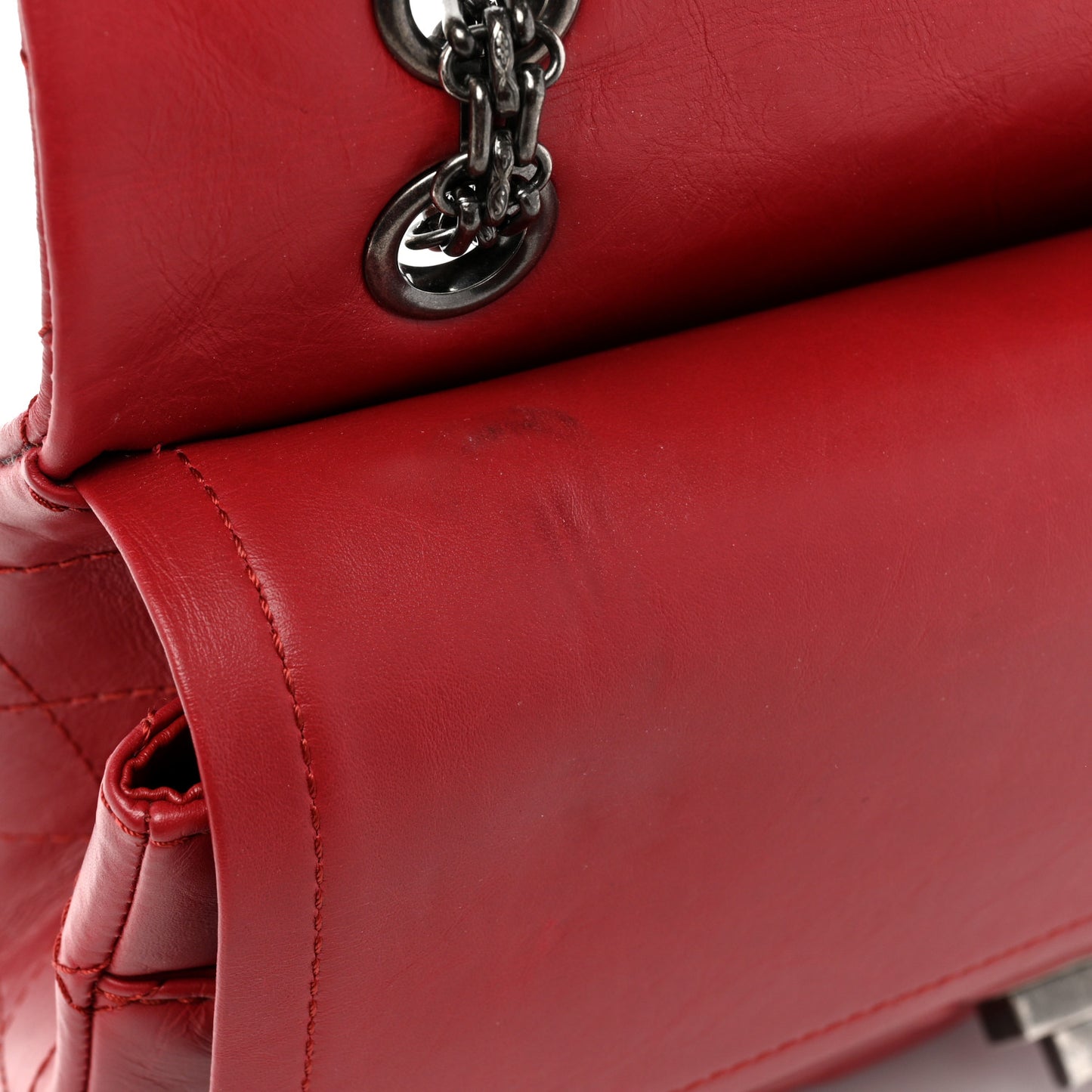 Aged Calfskin Quilted 2.55 Reissue 227 Flap Red