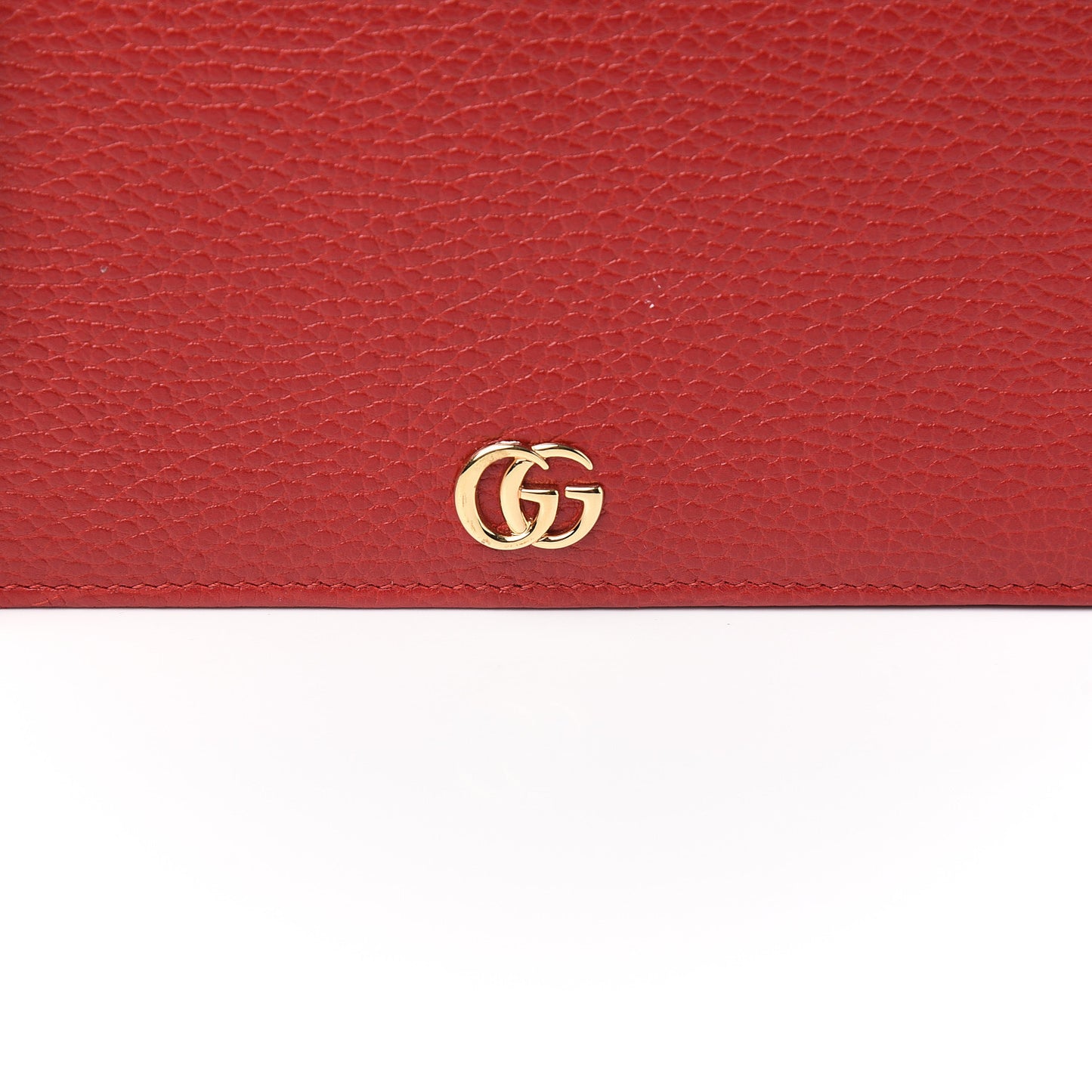Dollar Calfskin Mini GG Marmont Chain Wallet Hibiscus Red
