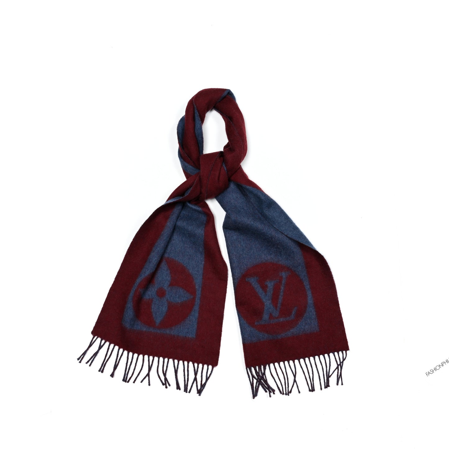 Cashmere Wool Cardiff Scarf Navy Red