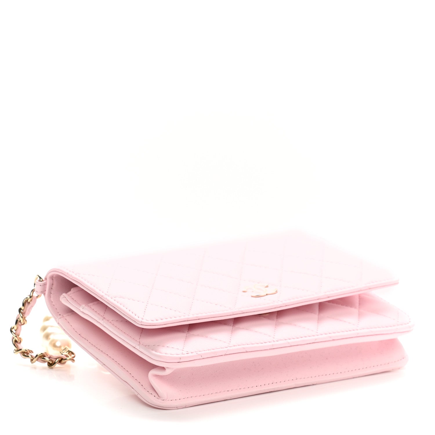 Chanel Lambskin Quilted Pearl Wallet On Chain WOC Pink 5 of 22