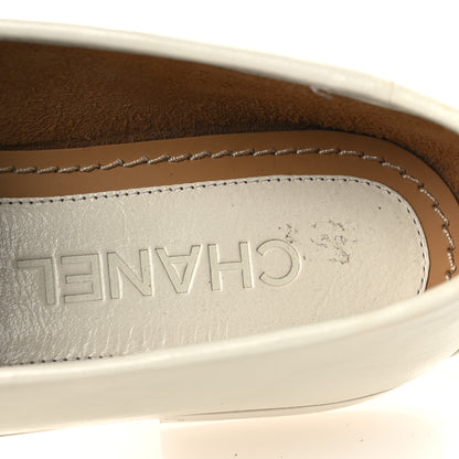 Chanel Shiny Calfskin Pearl CC Mocassin Loafers 36 White 13 of 13
