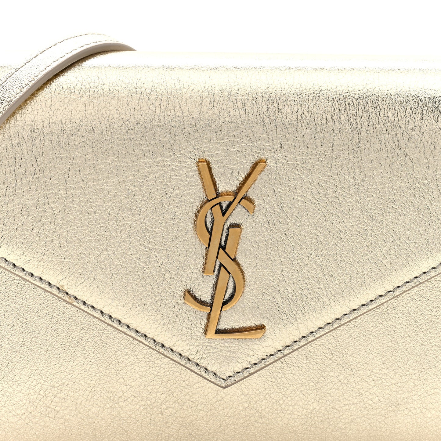 Metallic Calfskin Monogram Envelope Chain Wallet Gold