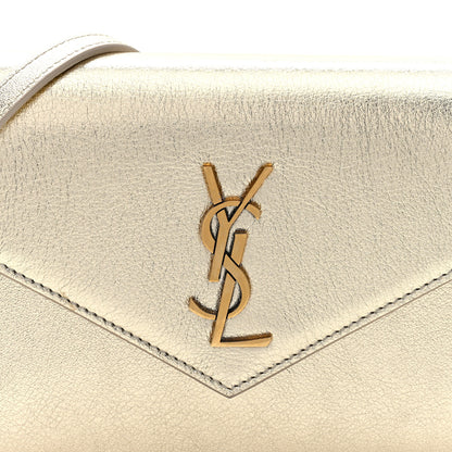 Saint Laurent Metallic Calfskin Monogram Envelope Chain Wallet Gold 7 of 9