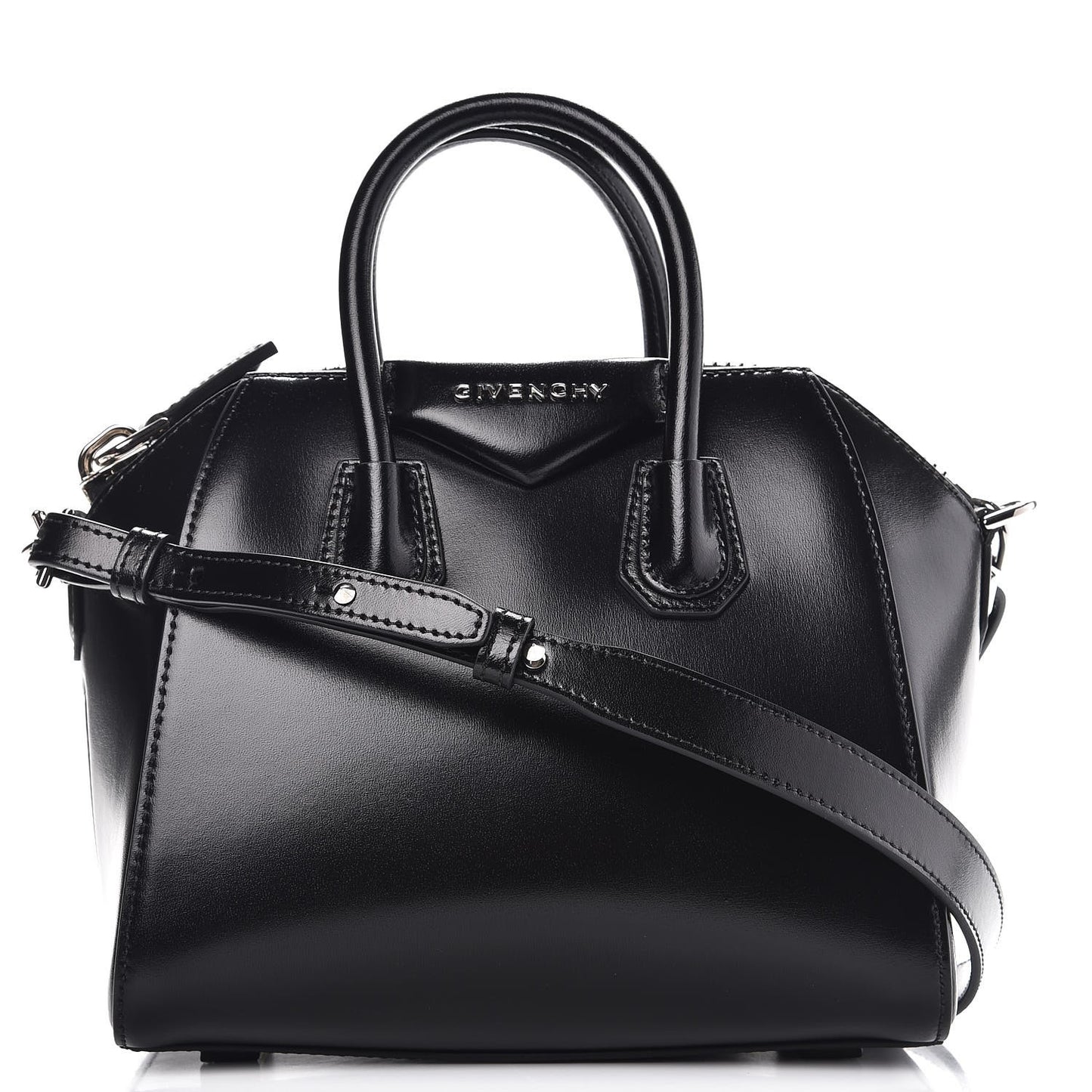 Shiny Lord Calfskin Mini Antigona Black
