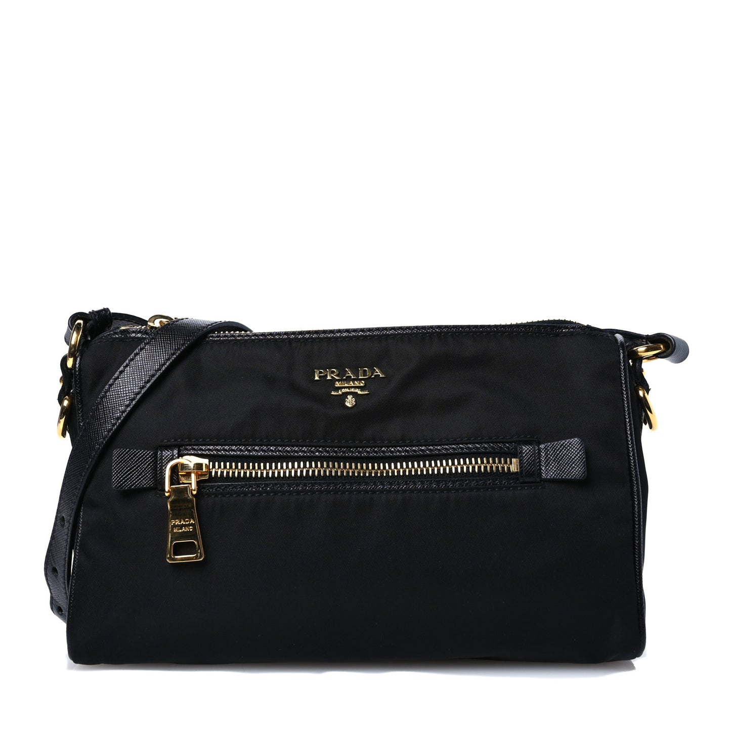 Tessuto Nylon Saffiano Shoulder Bag Black