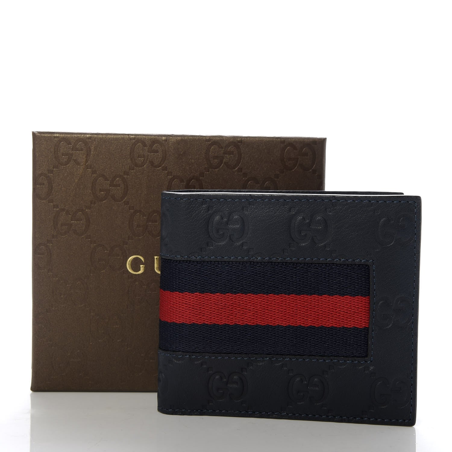 Gucci Guccissima Signature Web New Web Bi-Fold Wallet Blue 7 of 7