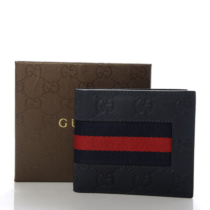 Gucci Guccissima Signature Web New Web Bi-Fold Wallet Blue 7 of 7