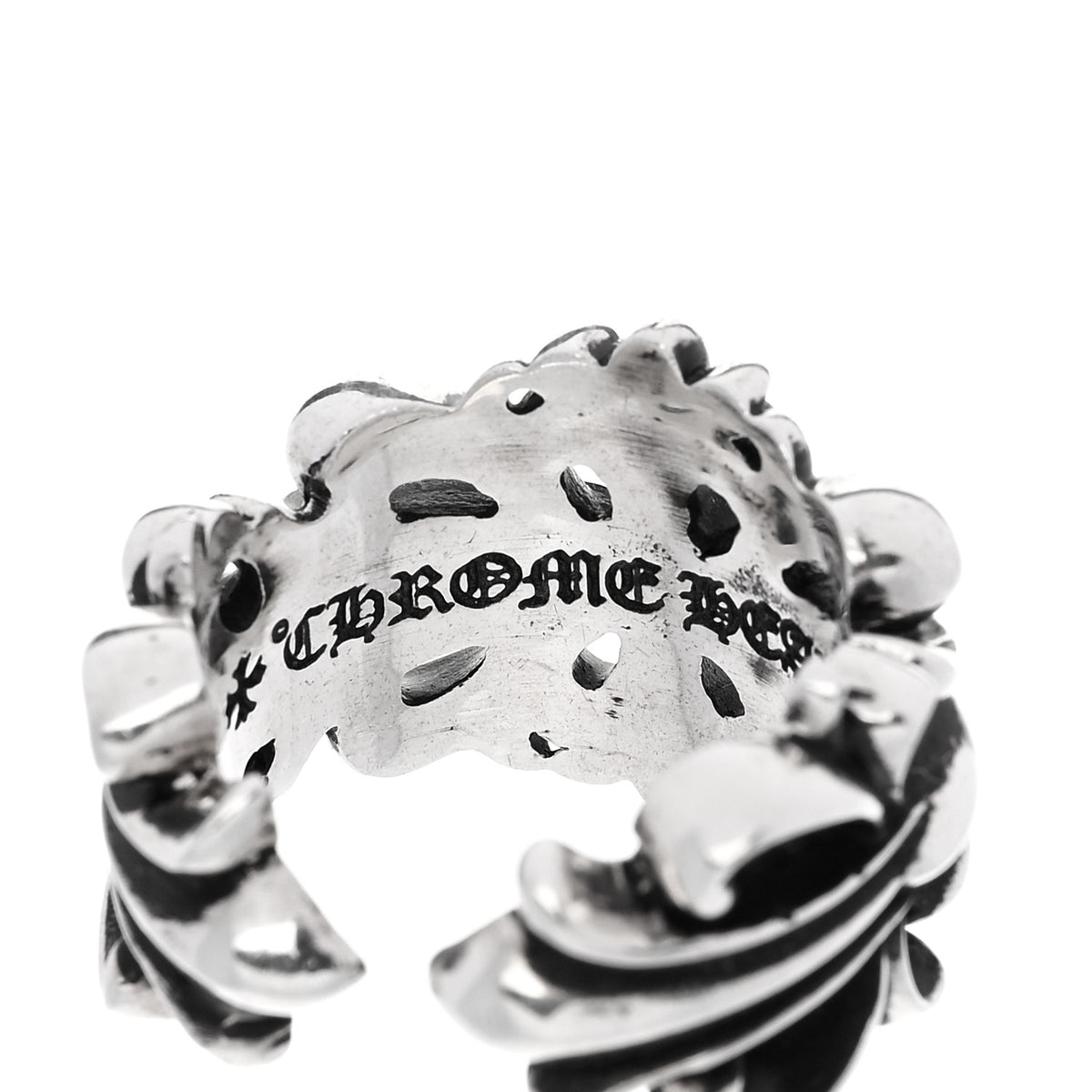 Chrome Hearts Sterling Silver Double Floral Cross Ring 60 9 4 of 6