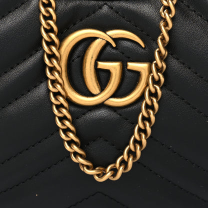 Gucci Calfskin Matelasse Chevron Mini GG Marmont Half Moon Hobo Black 8 of 10