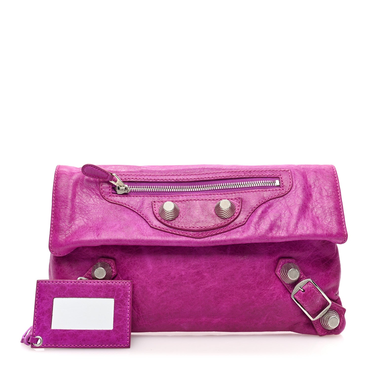 Balenciaga Agneau Giant 21 Silver Hardware Envelope Clutch Cyclamen 2 of 7