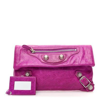 Balenciaga Agneau Giant 21 Silver Hardware Envelope Clutch Cyclamen 2 of 7