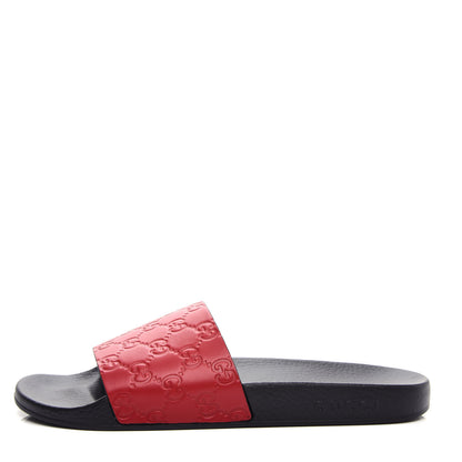 Gucci Guccissima Signature Womens Slide Sandals 41 Hibiscus Red 1 of 11