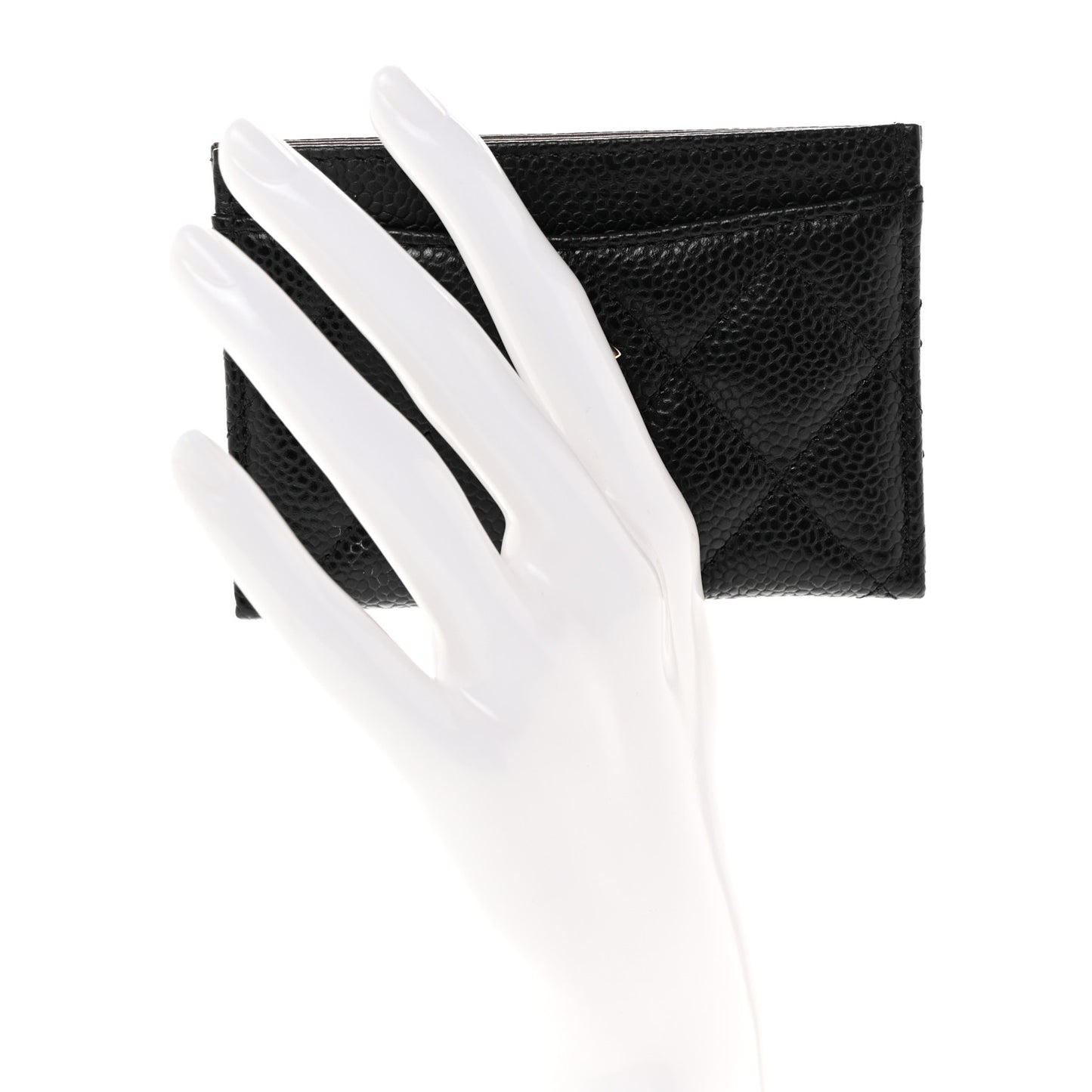 Caviar Quilted Card Holder Black