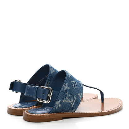 Louis Vuitton Monogram Denim Starboard Flat Thong Sandal 35 Blue 4 of 9