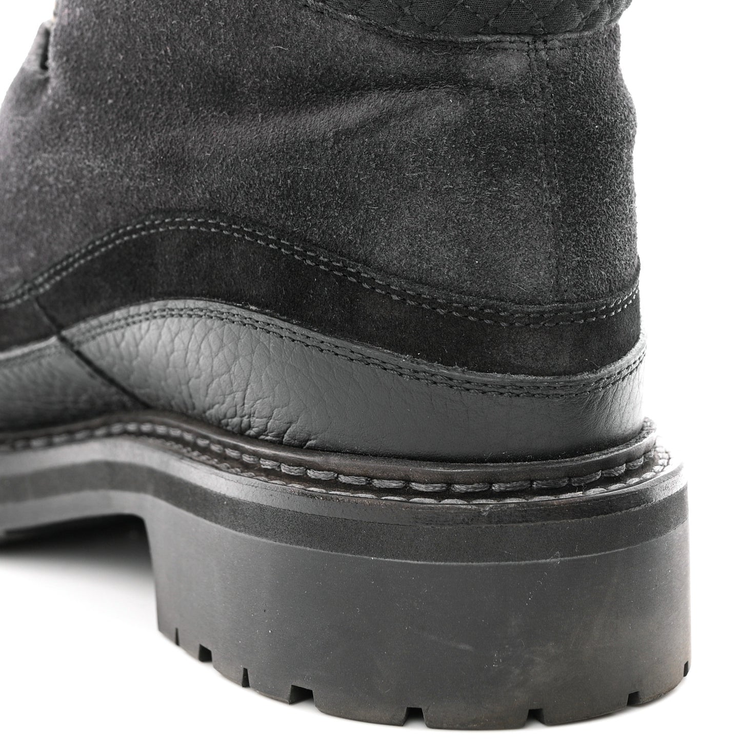 Suede Grained Calfskin CC Lace Up Boots 41 Black
