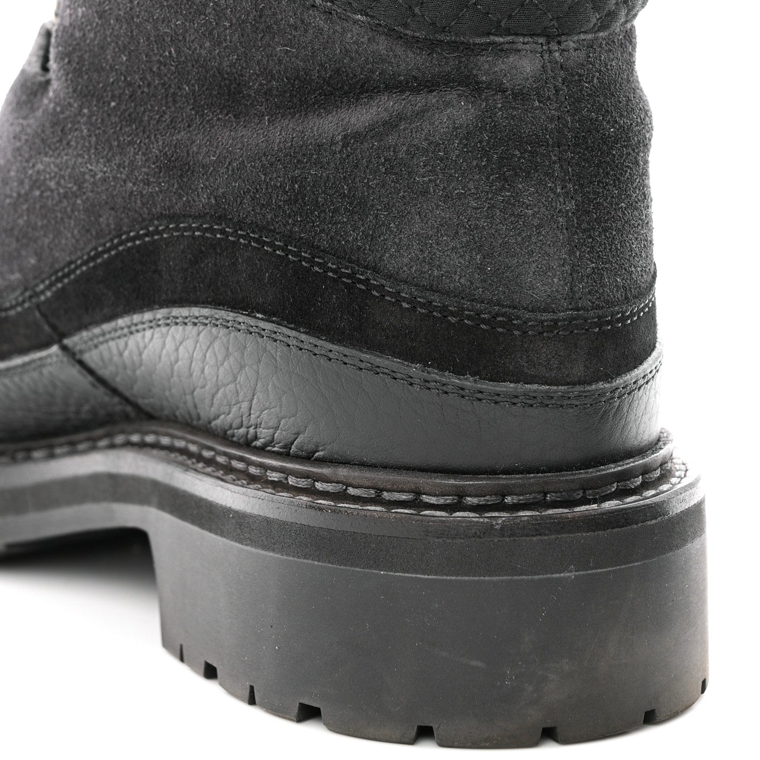 Chanel Suede Grained Calfskin CC Lace Up Boots 41 Black 10 of 12
