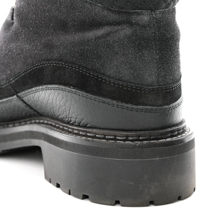 Chanel Suede Grained Calfskin CC Lace Up Boots 41 Black 10 of 12