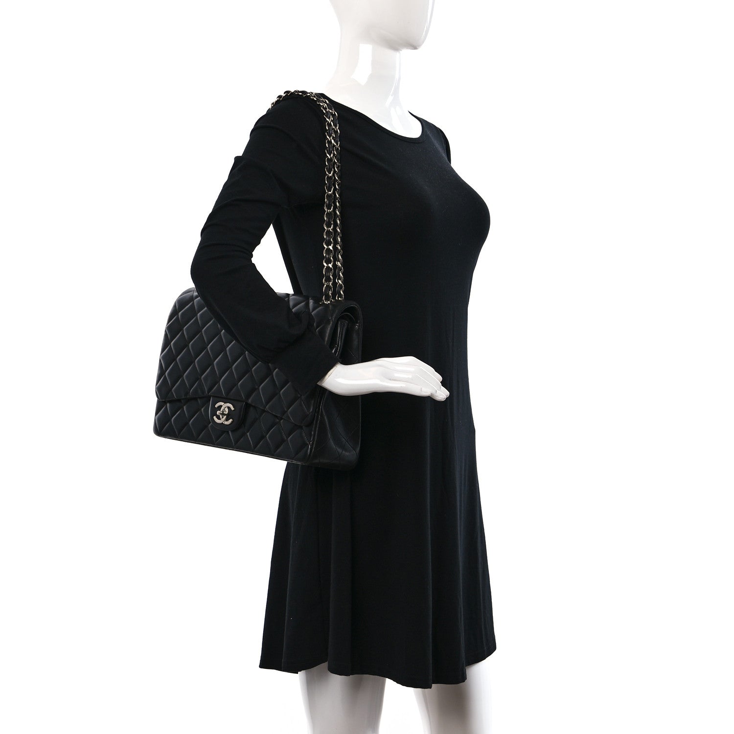 Chanel Lambskin Quilted Maxi Double Flap Black 2 of 12